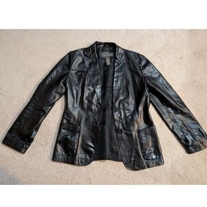 Banana Republic Black Leather Blazer